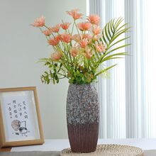 复古风长筒陶瓷花瓶鲜花干花插雪柳龙柳水培容器家居客厅桌面摆件