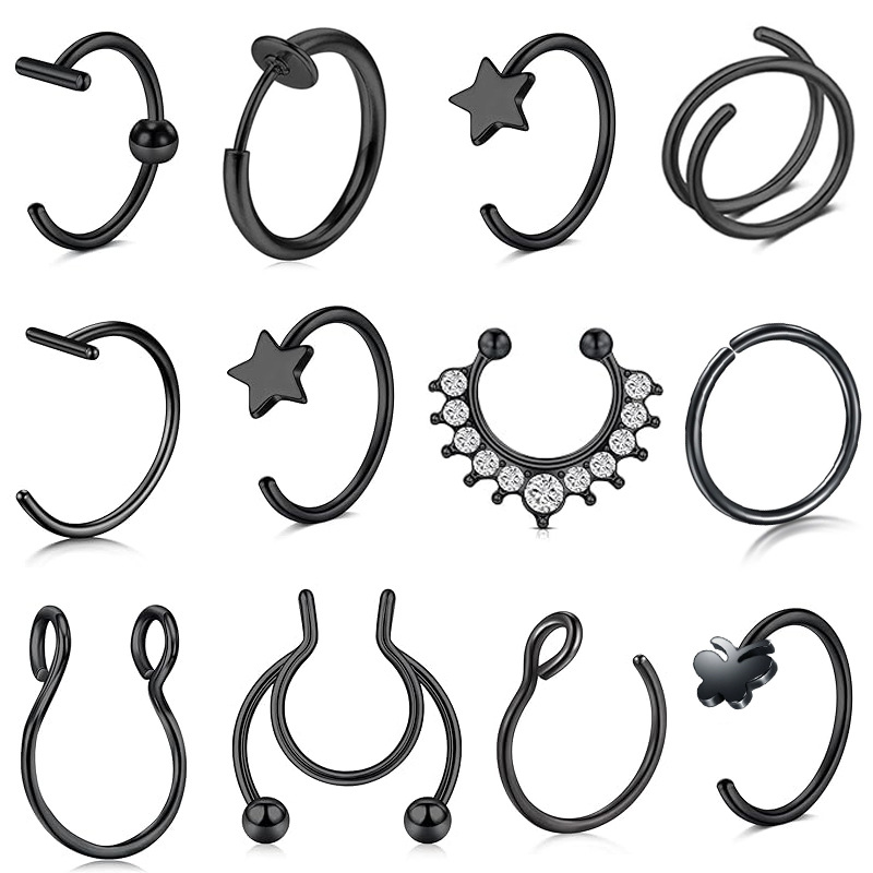 Nesepiercing i rustfritt stål med zirkonia tåler vann_voghion.com
