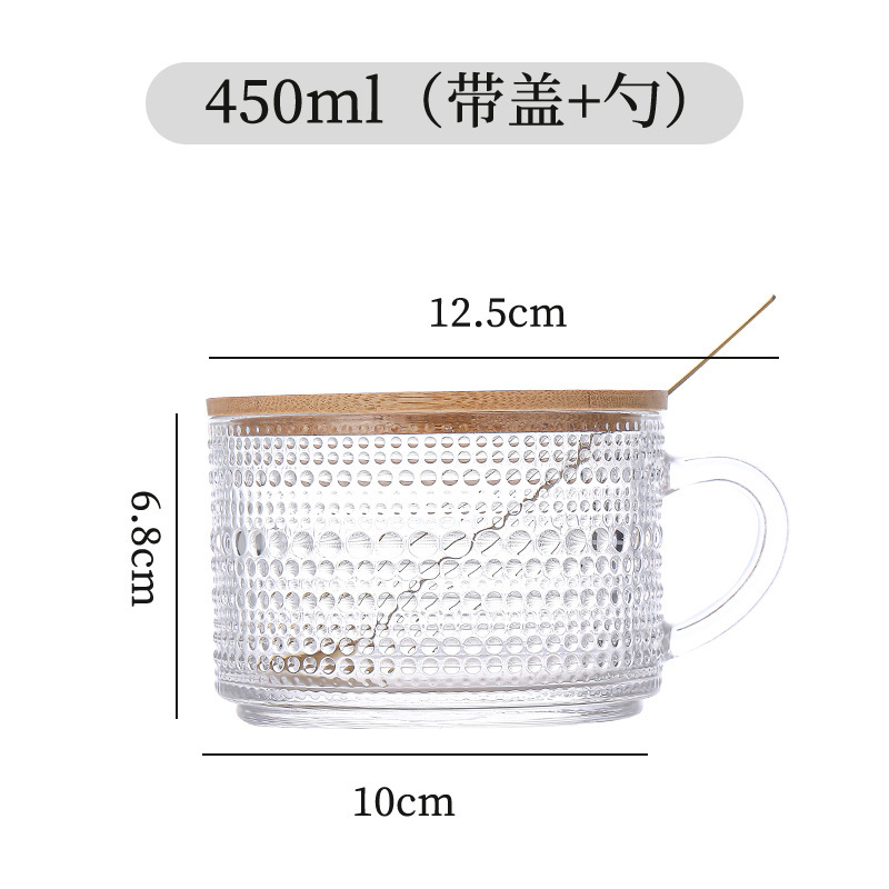 Inventario de alto valor retrógrado flor de sol relieve taza de leche de desayuno taza de avena con tapa con cuchara taza de ensalada