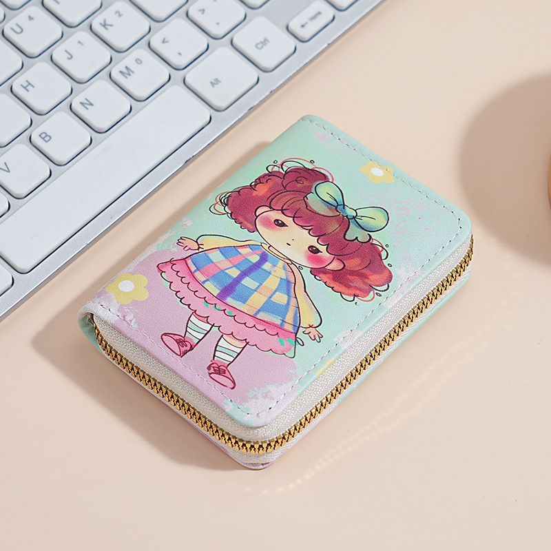 Paquete de tarjeta de órgano de dibujos animados para damas transfronterizas lindo monedero japonés corto paquete de tarjeta de identificación de múltiples tarjetas de gran capacidad
