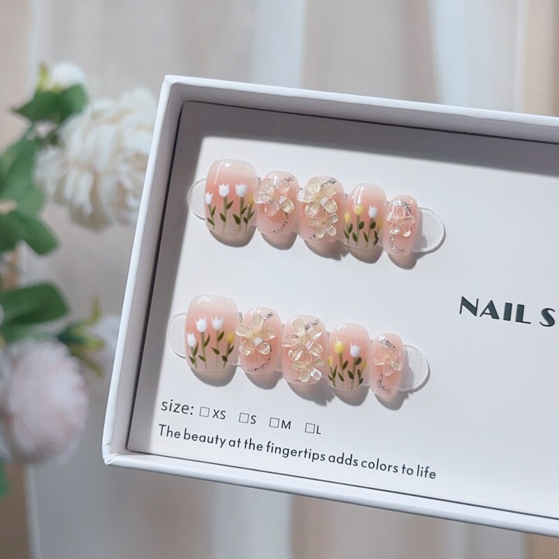 Chunyi Tulip Hand-Wearing Nail Pieces Advanced Sense Light Luxury Hand-Wearing Nail Patch Fake Nail Removable Chunyi Tulip Hand-Wearing Nail Pieces Advanced Sense Light Luxury Hand-Wearing Nail Patch Fake Nail Removable