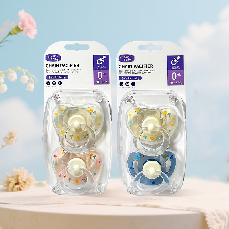English Packaging Baby Pacifier Baby Food Grade Teether Wholesale Foreign Trade Super Soft and Bite-Resistant Imitation Breast Milk