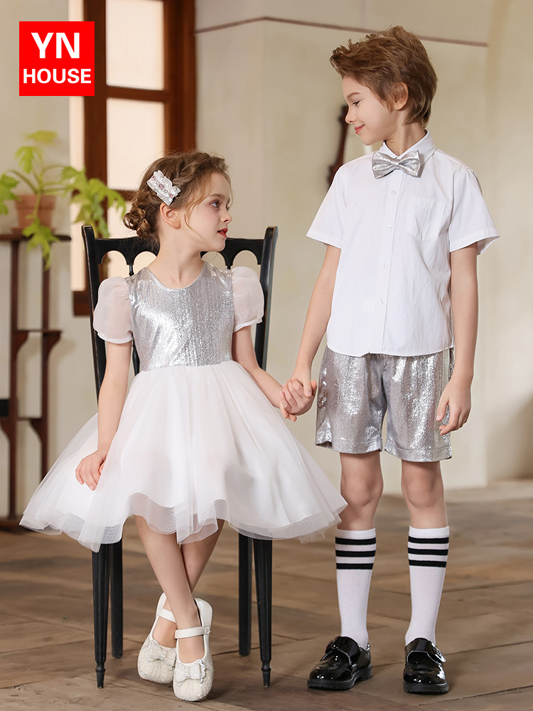 Uniforme de actuación del coro de niños del día de junio, foto de graduación de jardín de infantes, ropa de actuación, vestido de baile de recitación de poesía de escuela primaria y secundaria