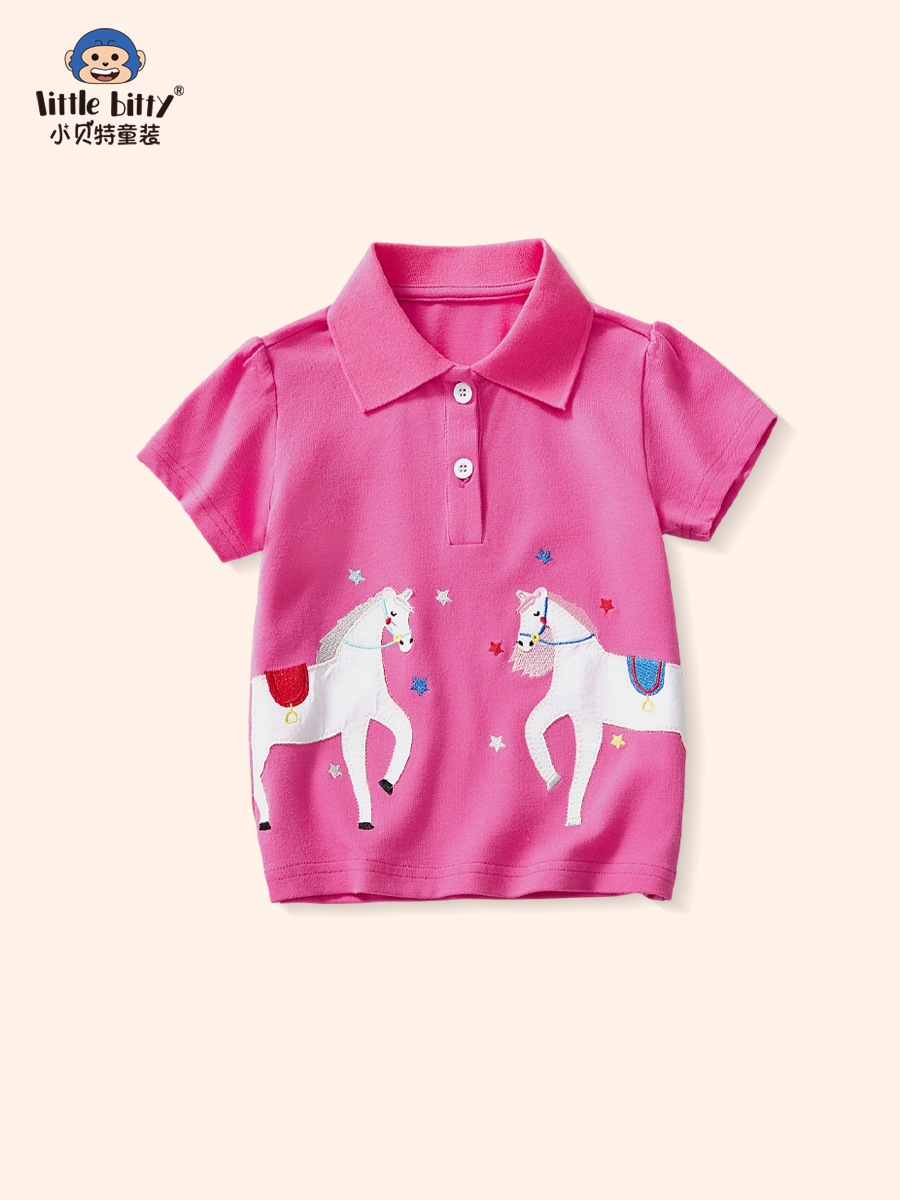 2025 verano nuevo estilo de dibujos animados para niños de manga corta camisa de polo para niñas moda casual de manga corta ropa para niños