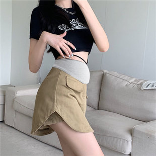Denim Pregnant Women's Skirt Summer Thin High Waist A- Line Fashionable Denim Skirt for Mom