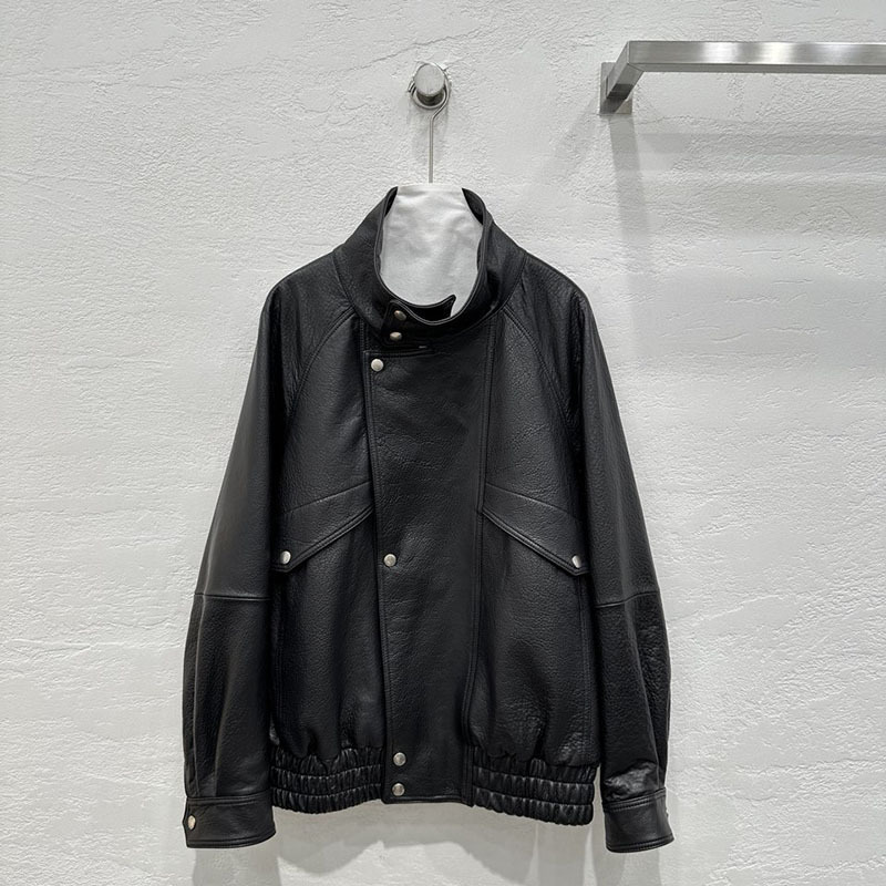 Korean-Japanese Lapel Imported Sheep Bubble Leather Mid-length Motorcycle Loose Wide Jacket Coat Women