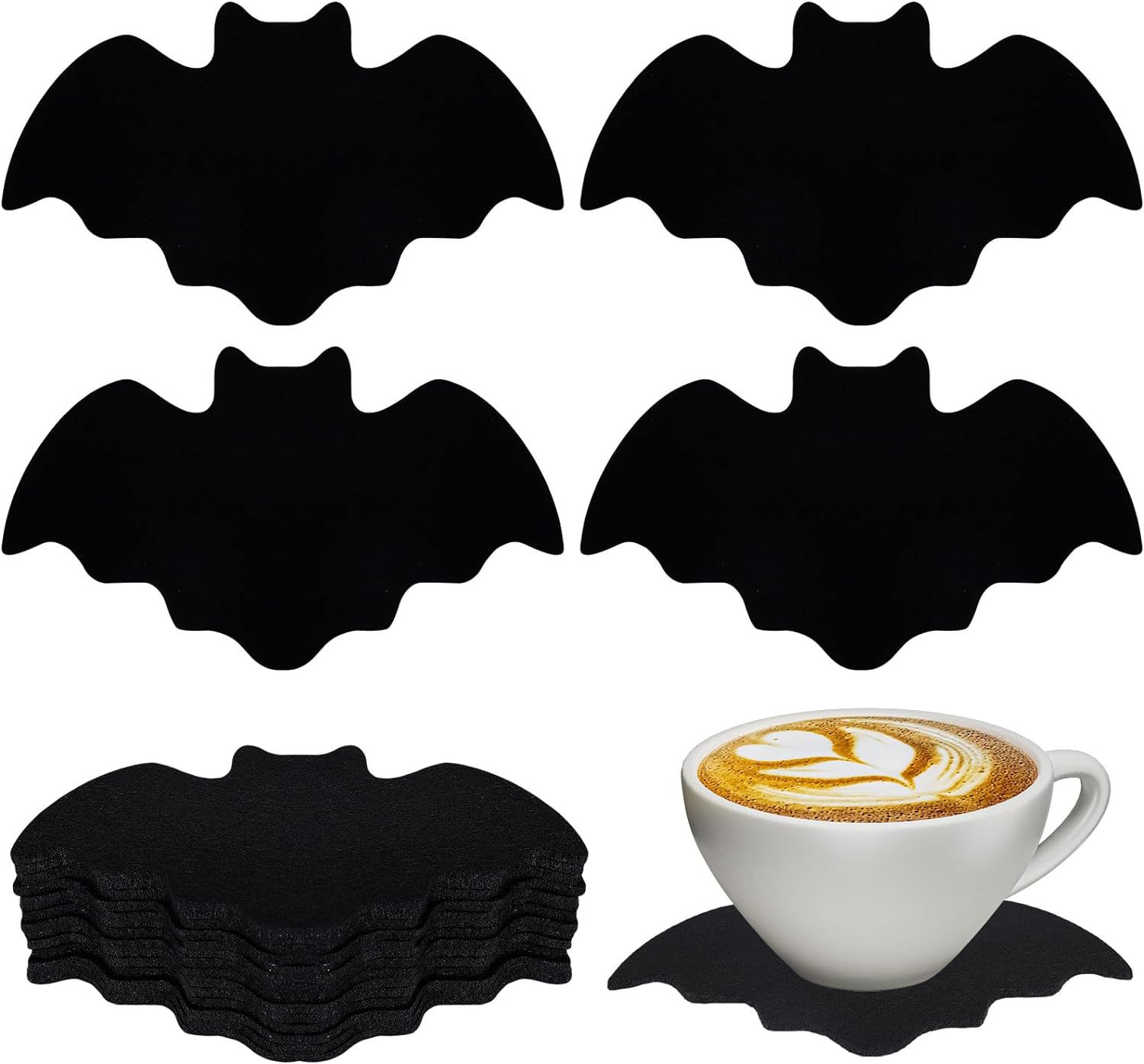 Home & Garden Felt Bat Coasters Table Drink Coasters Black Non slip Heat Resistant Felt Coasters Party Decoration_voghion.com