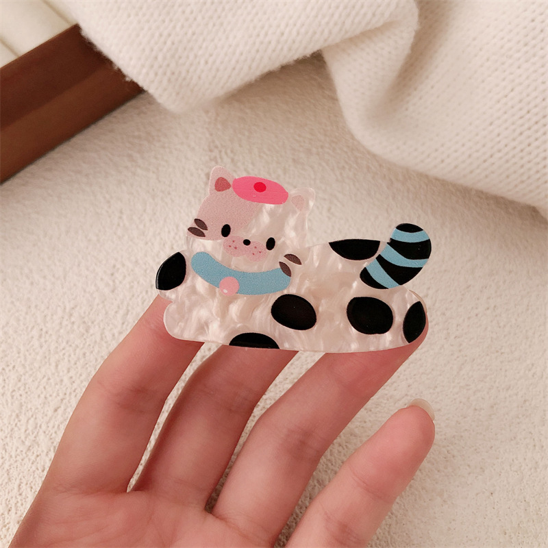 Caricatura encantadora onda punto perrito gatito broche de cabello de niña corazón arco de cabello roto fijación de bordes broche de cabello de gatito universal