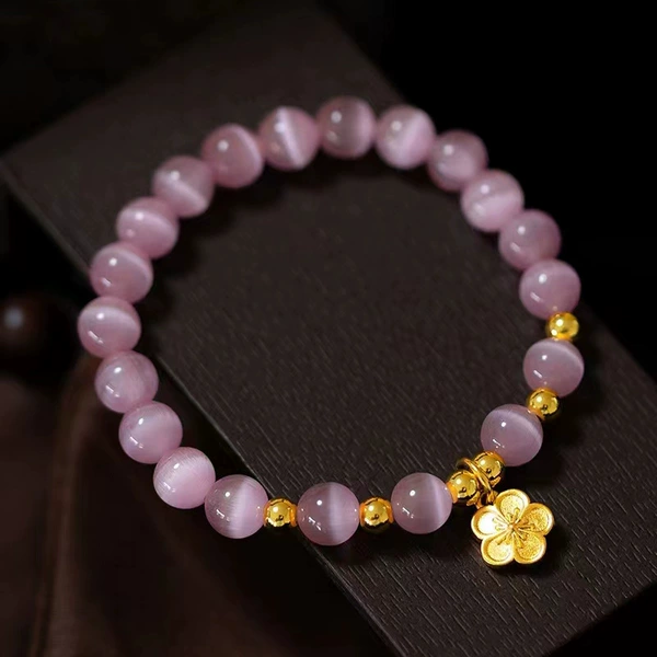 Fuchsia bracelet, 8mm, cat's eye