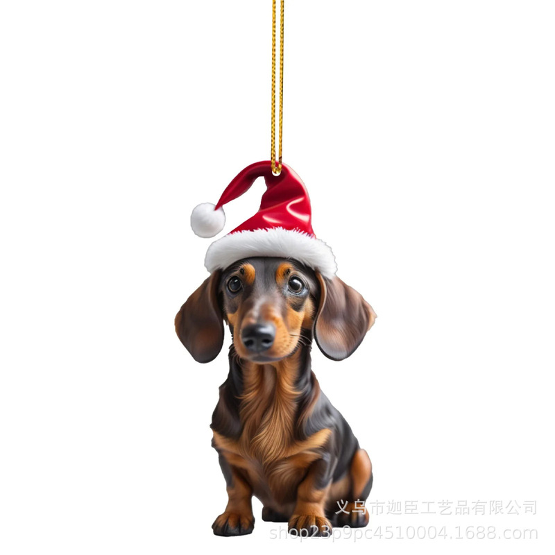 国境を越えた新製品クリスマス装飾品ソーセージ犬ストラップ平面クリスマスツリーストラップクリスマスツリーストラップ|undefined