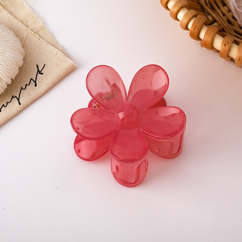 60g Weight Hair Claws Hair Accessories Type 1 Piece Quantity Holiday Occasion Arylic Material Plumeria Pattern Women'S Gender Transparent Design Sweet Style Coffee, Grey&Pink, Grey, Purple, Red, Yellow Color Sweet Women'S Plumeria Arylic Transparent Hair Claws 6