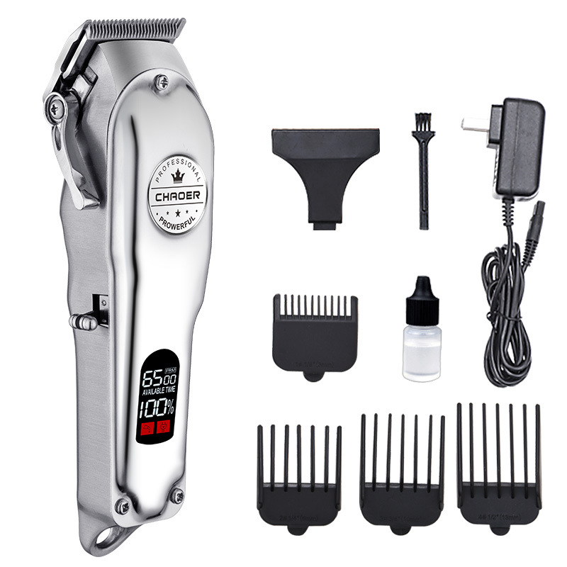 Rechargeable full metal LCD digital display electric hair clipper electric hair clipper style oil head knife Amazon cross-border hair clipper