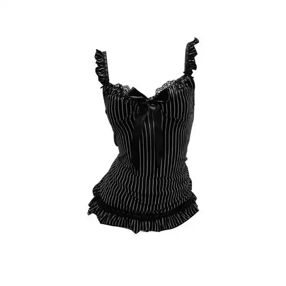 2025 Summer New Sexy Striped Lace Trim Bow Cami Top for Women