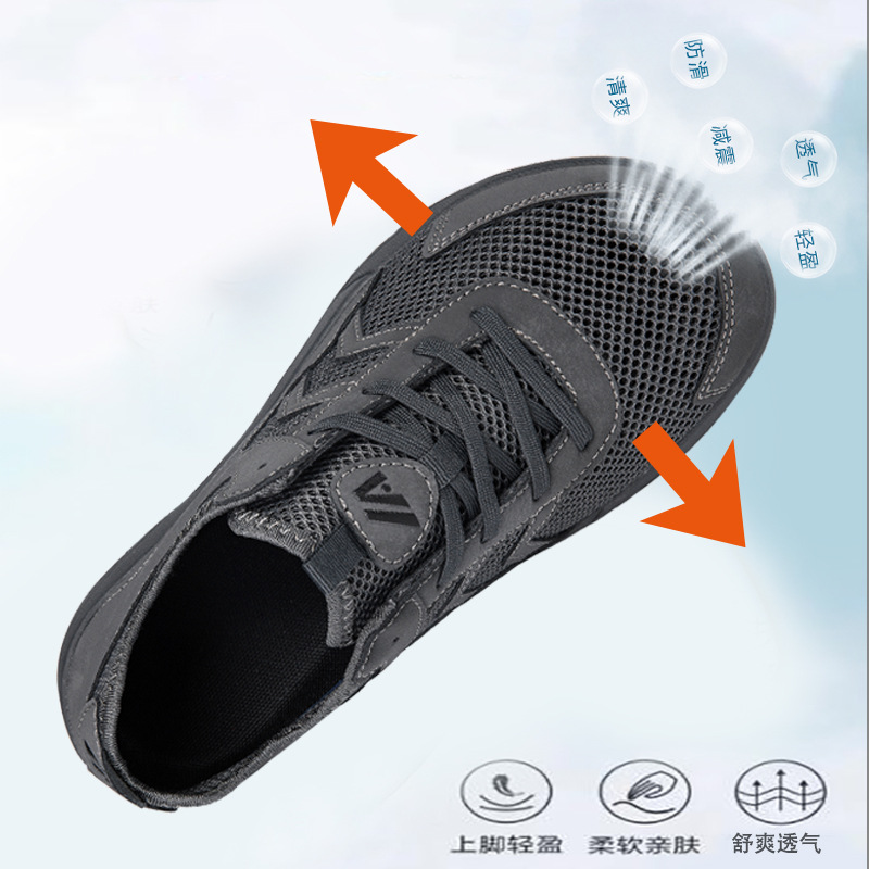 Zapatos de punta ancha para hombre transfronterizos 4748 tallas grandes de malla hueca de verano, zapatos de hombre anchos de cabeza grande, zapatillas de deporte antideslizantes transpirables