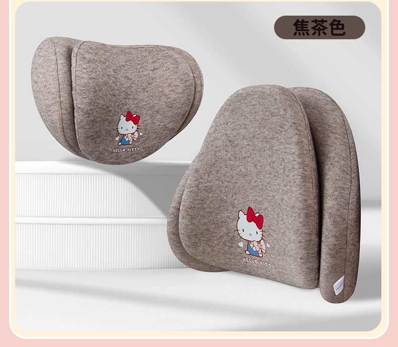 Kitty Car Lumbar Support Main Driver Seat Backrest Cushion Neck Protector Headrest Car Accessory for Girls Driving Lumbar Support