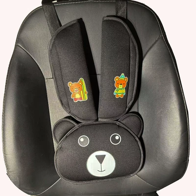 Anti-Stranglehold Shoulder Protector, Seat belt shoulder pad - black-thickened-cotton-bear-head-shoulder-shield