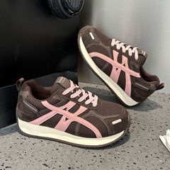 韩版超火阿甘德训鞋女2025秋新款真皮透气舒适百搭厚底运动休闲鞋