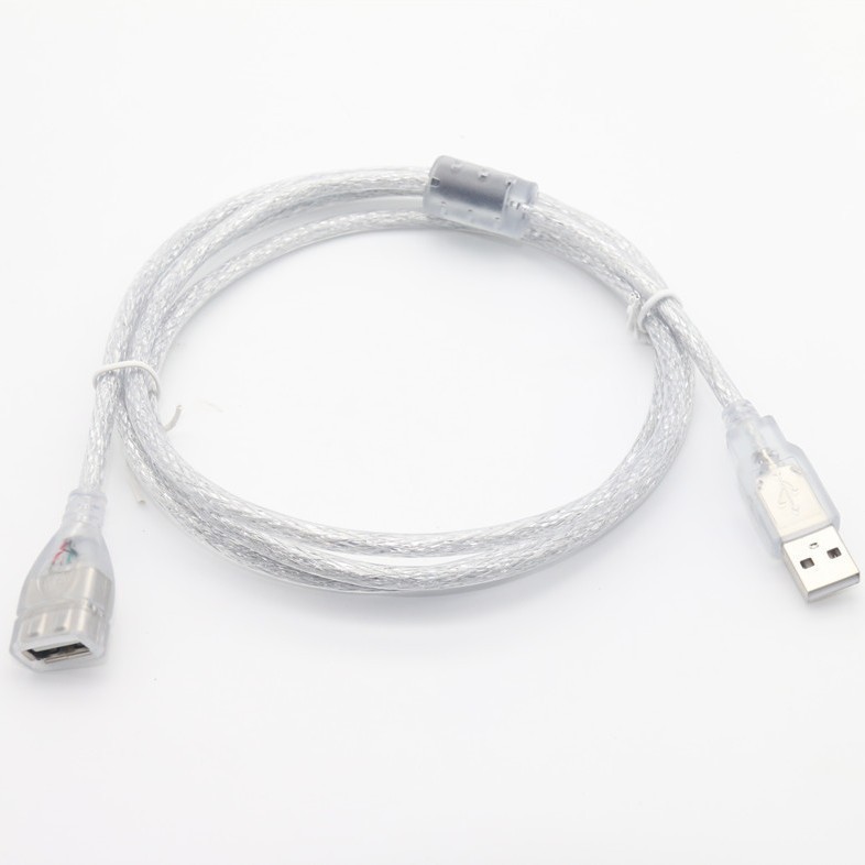 厂家批发透明白USB2.0公对母延长线 AM-AF包头 鼠标键盘延长线