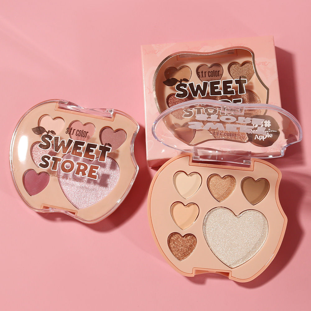 s.f.r color transfronterizo exclusivo para el desarrollo de perlas mate manzana forma de amor 6 color sombra de ojos disco maquillaje al por mayor