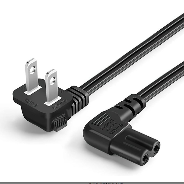 美标电源线 液晶电视电源线 90° 斜角 2 爪 8 字形电源线 斜角 L