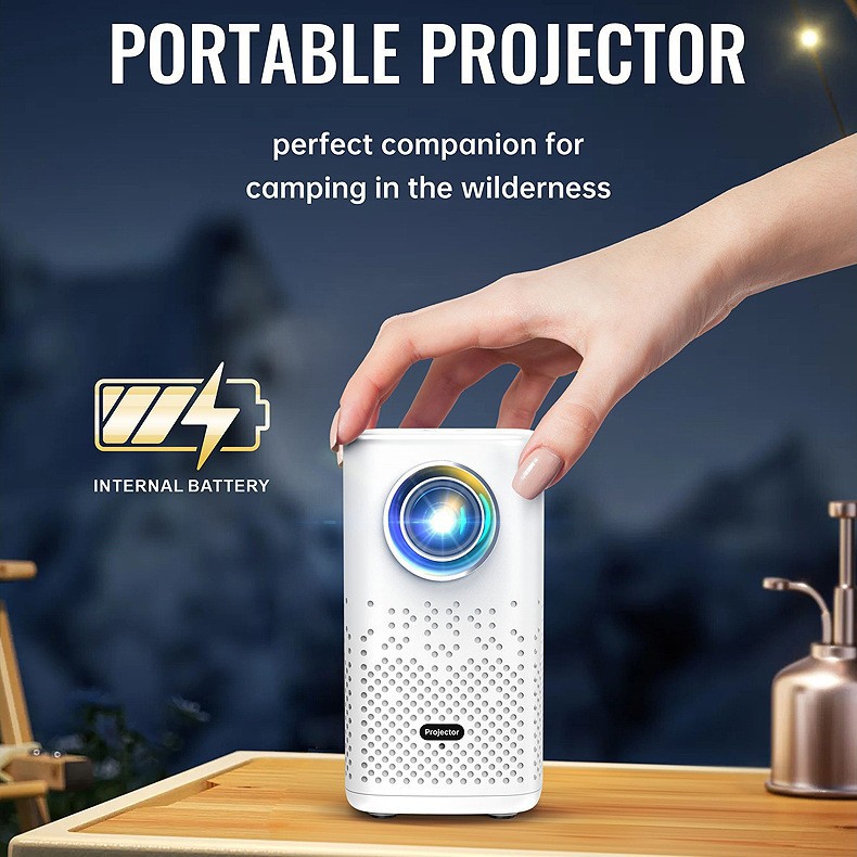 Cross-Border H1P Projector Home High-Definition Smart Portable Home Theater Bedroom Battery Projector