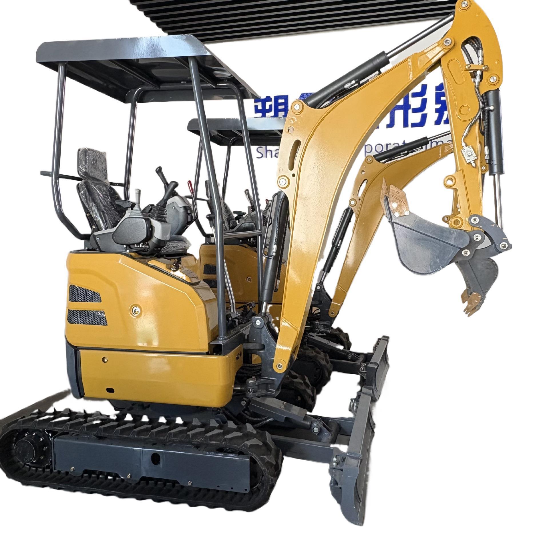 跨境出口小型挖掘机18型家用果园2吨大棚松土开沟履带挖掘机