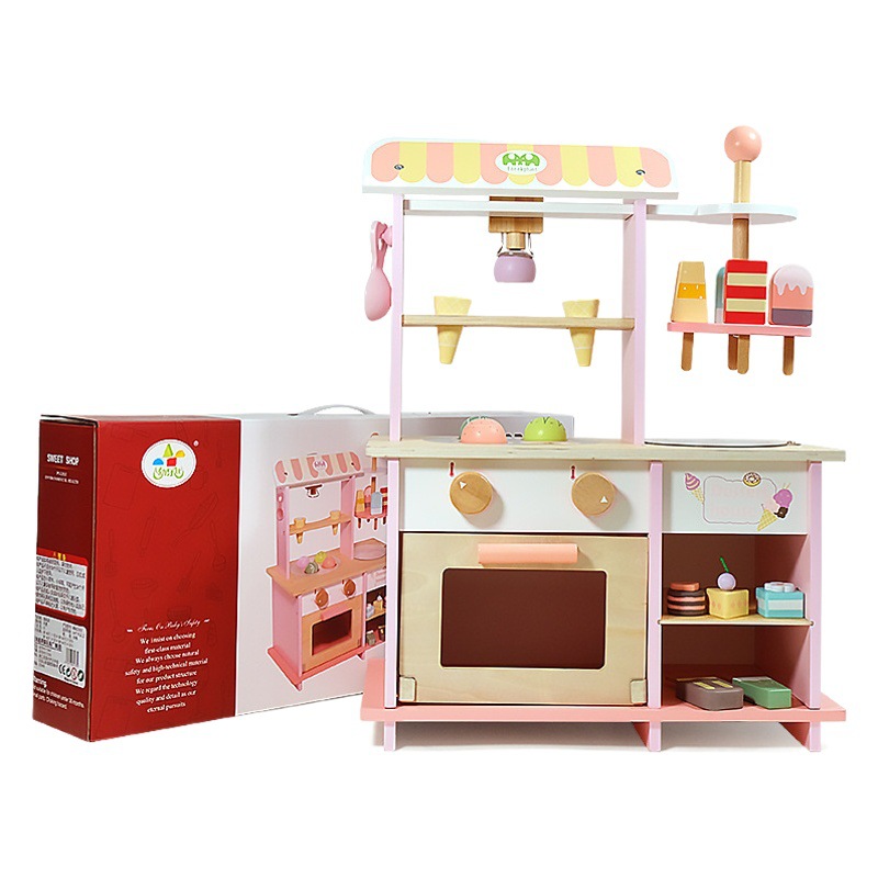 Máquina de café de madera para niños, postre de cocina, helados, tienda de helados, juguetes interactivos para padres e hijos