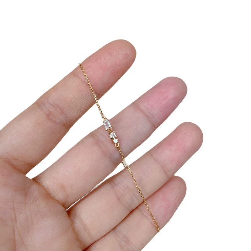 Браслет, основание из серебра S925, золочение (champagne или 14K светлое золото), регулирующаяся длина 17,5 см