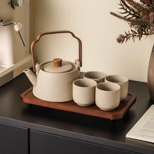 新款复古粗陶茶具套装新居乔迁礼品家用攻击干喝水水具组合带茶盘