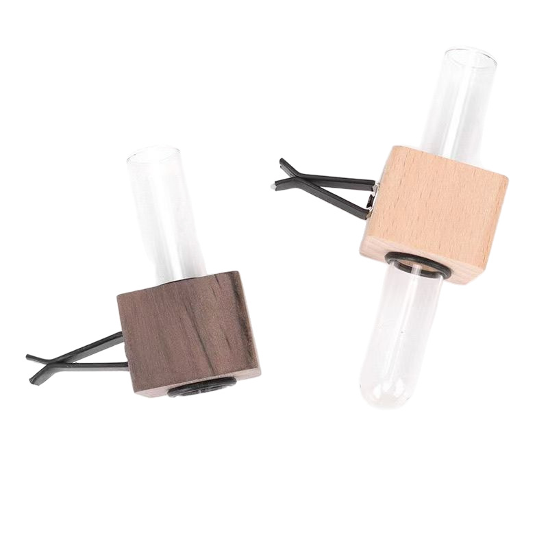 Arreglo floral de salida de aire cuadrado en forma de C, madera maciza, haya, nogal negro, video de aromaterapia, decoración de salida de aire, aromaterapia para coche