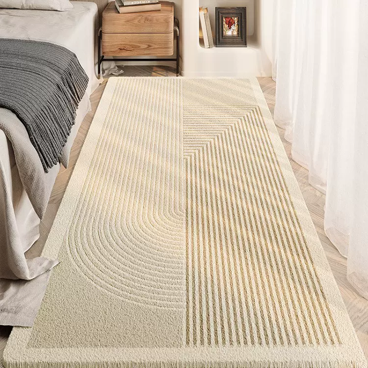 床边地毯卧室2025新款床边毯可擦免洗房间地垫高级防水日式侘寂风