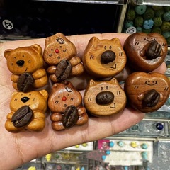 老桃木咖啡豆小熊爱心配件散珠DIY文玩饰品配件散珠串珠手链项链