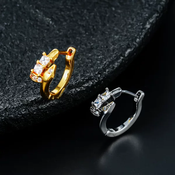 Cross-Border Hot-Selling Square Zircon Earrings for Men, Super Shiny, Fashionable, Simple and Versatile Style, Earrings for Women, Cool and Stylish Stud Earrings