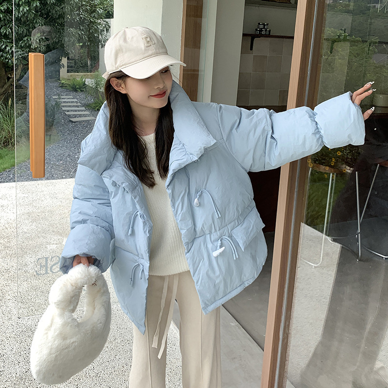 Off-season clearance 2023 new Korean style horn buckle down cotton-padded coat women's short stand collar bread coat Off-season clearance 2023 new Korean style horn buckle down cotton-padded coat women's short stand collar bread coat