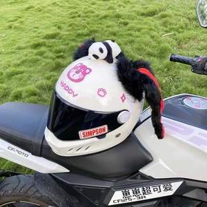 Creative Black and Red Thick Fleece Lop-Eared Rabbit Helmet Decoration