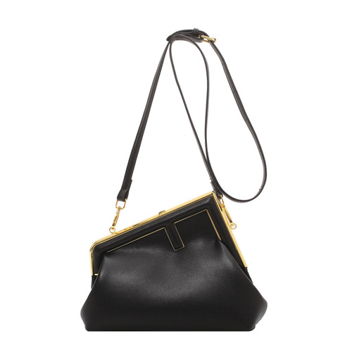 Cross-border metal clip mouth bags for women, 2024 new fashion single-shoulder bag, European and American retro minimalist cross-body bag, shoulder bag.