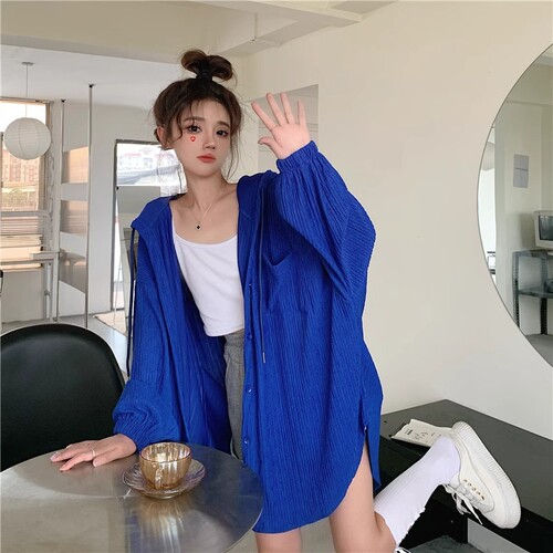 Women's Long-Sleeve Sun Protection Shirt - Autumn 2025 New Arrival, Versatile Medium Length Loose Open Hooded Sweatshirt