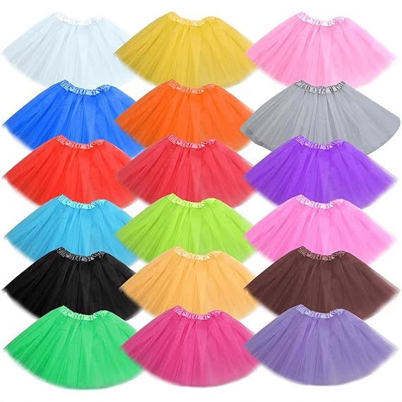 Wholesale solid color adult three-layer six-piece mesh skirt puffy skirt performance clothes AliExpress Amazon tutu skirt
