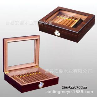 Wooden Clamshell Cigar Box Transparent Solid Wood Cuban Cigar Humidor Large Capacity Retro Square Collection Cigarette Box