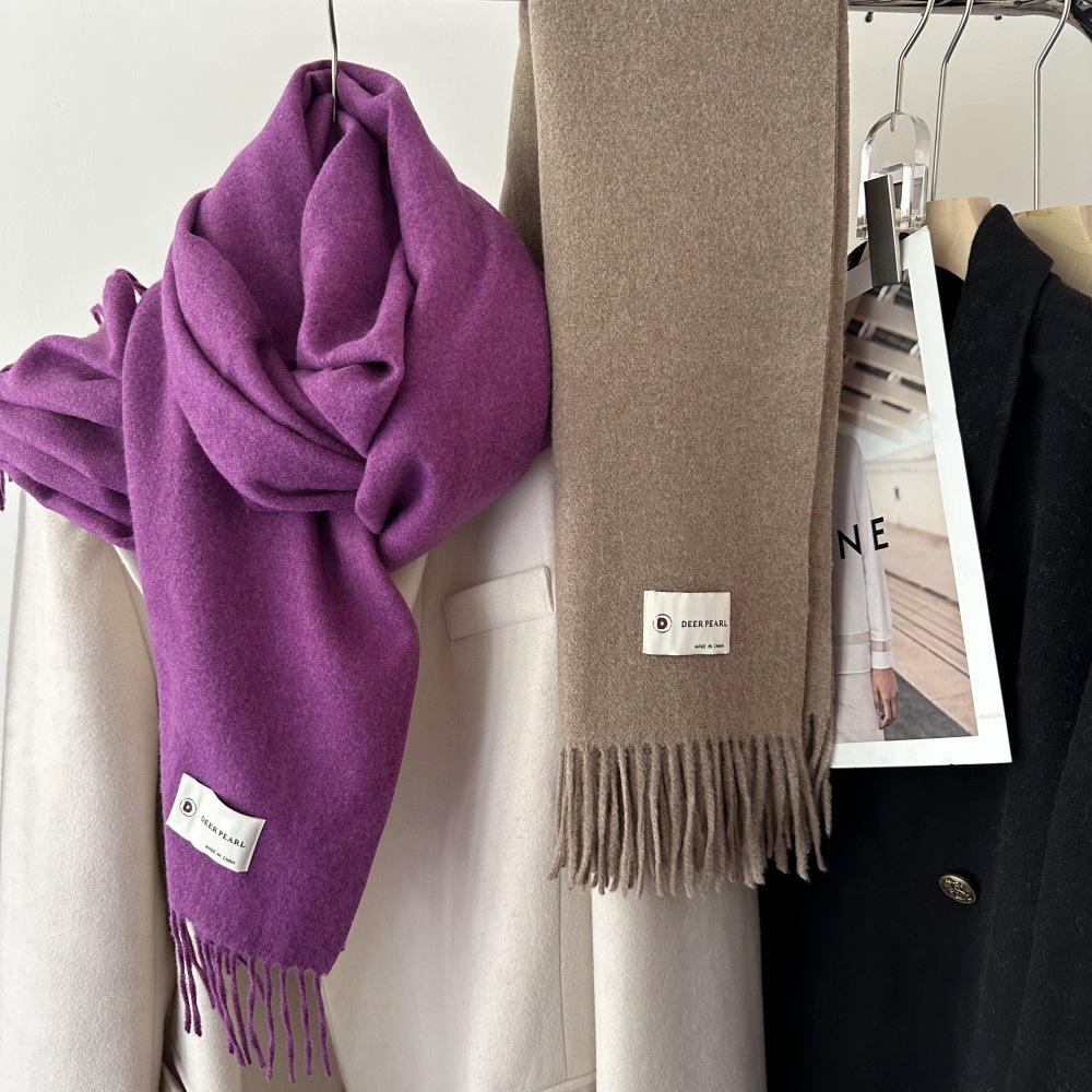 Einfarbiger Herbst- und Winterschal 2024, neuer, langer, vielseitiger, warmer 300-g-Kaschmirschal für Damen_voghion.com