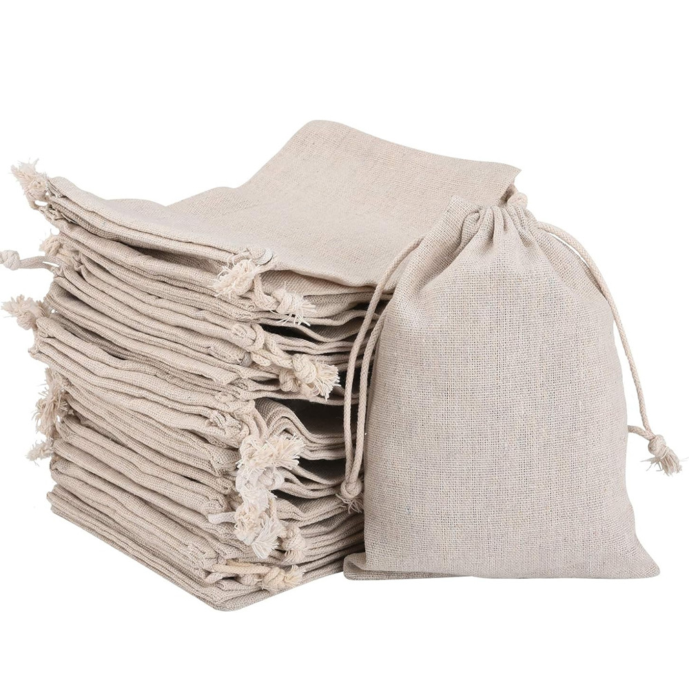 工厂直销棉布束口袋拉绳礼品首饰袋棉麻工艺品包装抽绳收纳袋现货