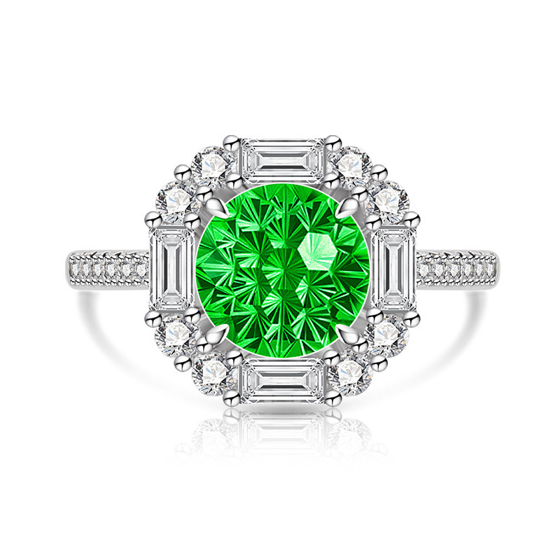 Gold Plated Fireworks Ring With Colored Gemstone And Diamond_voghion.com