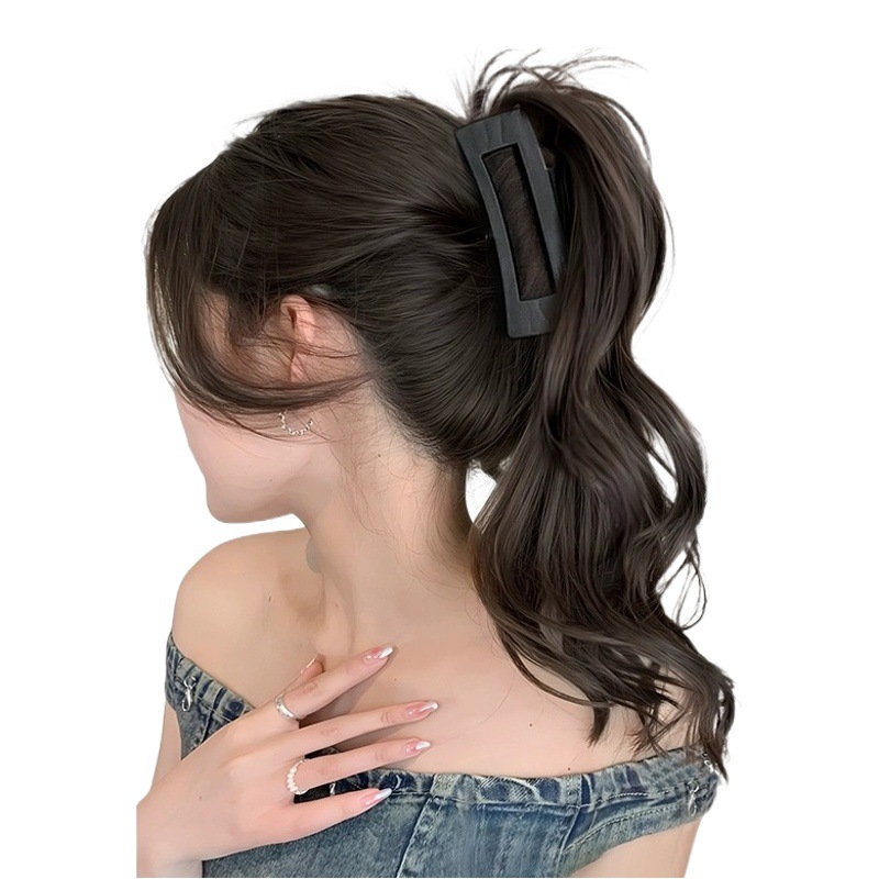 Peluca de las mujeres Pelo Largo trenza simulación dulce fresco chica caliente luz tiburón clip cascada fuente medio lazo alta Cola de Caballo Pelo Rizado