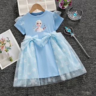 冰雪奇缘爱莎公主裙夏季女童2026款洋气爱沙礼服蓬蓬纱艾莎连衣裙