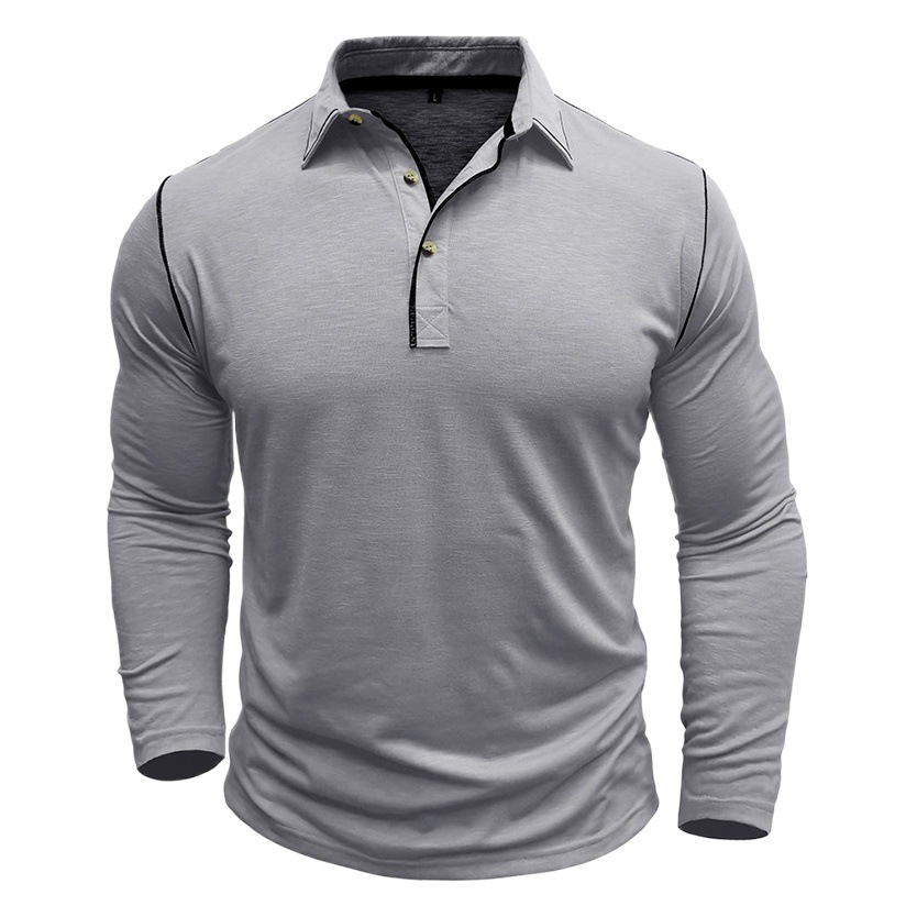 2023 otoño e invierno transfronterizo comercio exterior de los hombres camisa polo de manga larga de los hombres europeos y americanos henley camisa de solapa camiseta top