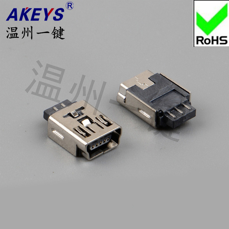 mini 5p usb connector MINI5P socket 180 degree wire bonding mini female port without fixed feet