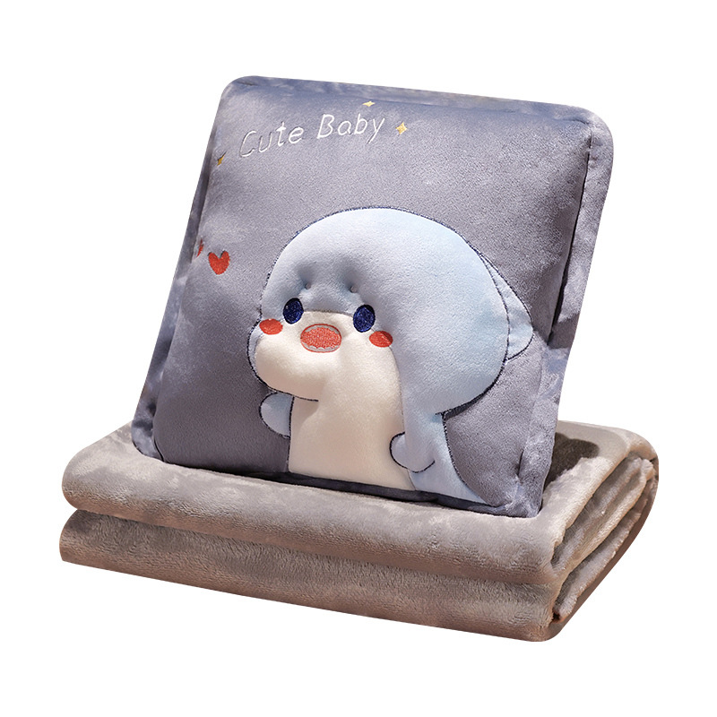 Manta de almohada de dibujos animados almohada de calentamiento de manos edredón de doble uso de aire acondicionado de oficina manta dos-en-uno coche almohada para dormir