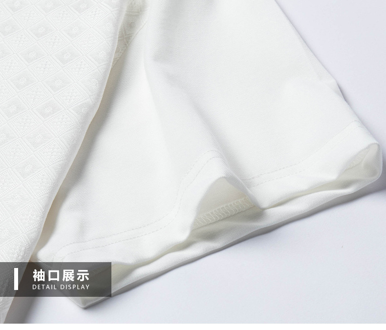 Áo polo nam tay ngắn lụa tơ tằm cao cấp cổ bẻ — Trắng 5251 chi tiết 20