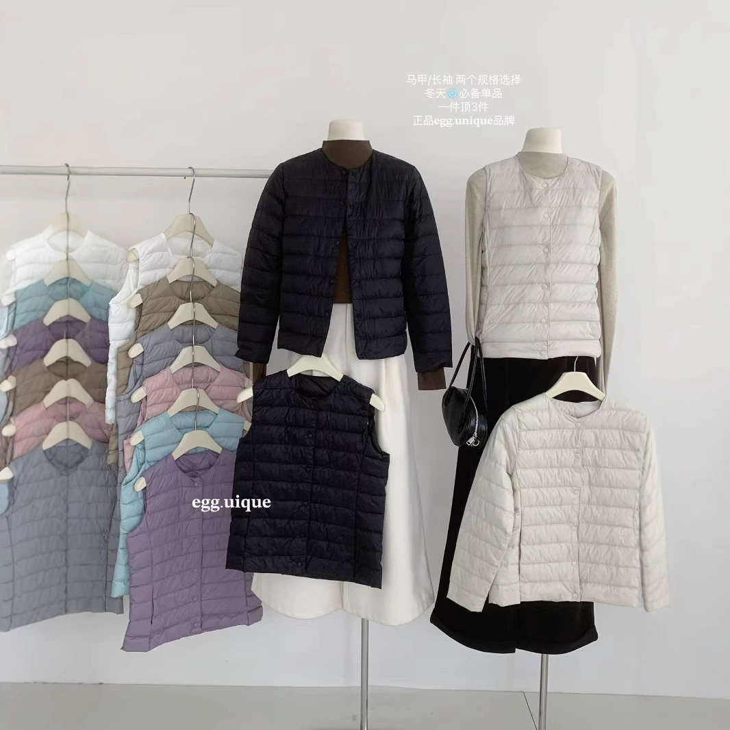 egg.Уникальная легкая внутренняя подкладка, круглый вырез, женская теплая короткая зимняя куртка без воротника с v-образным вырезом