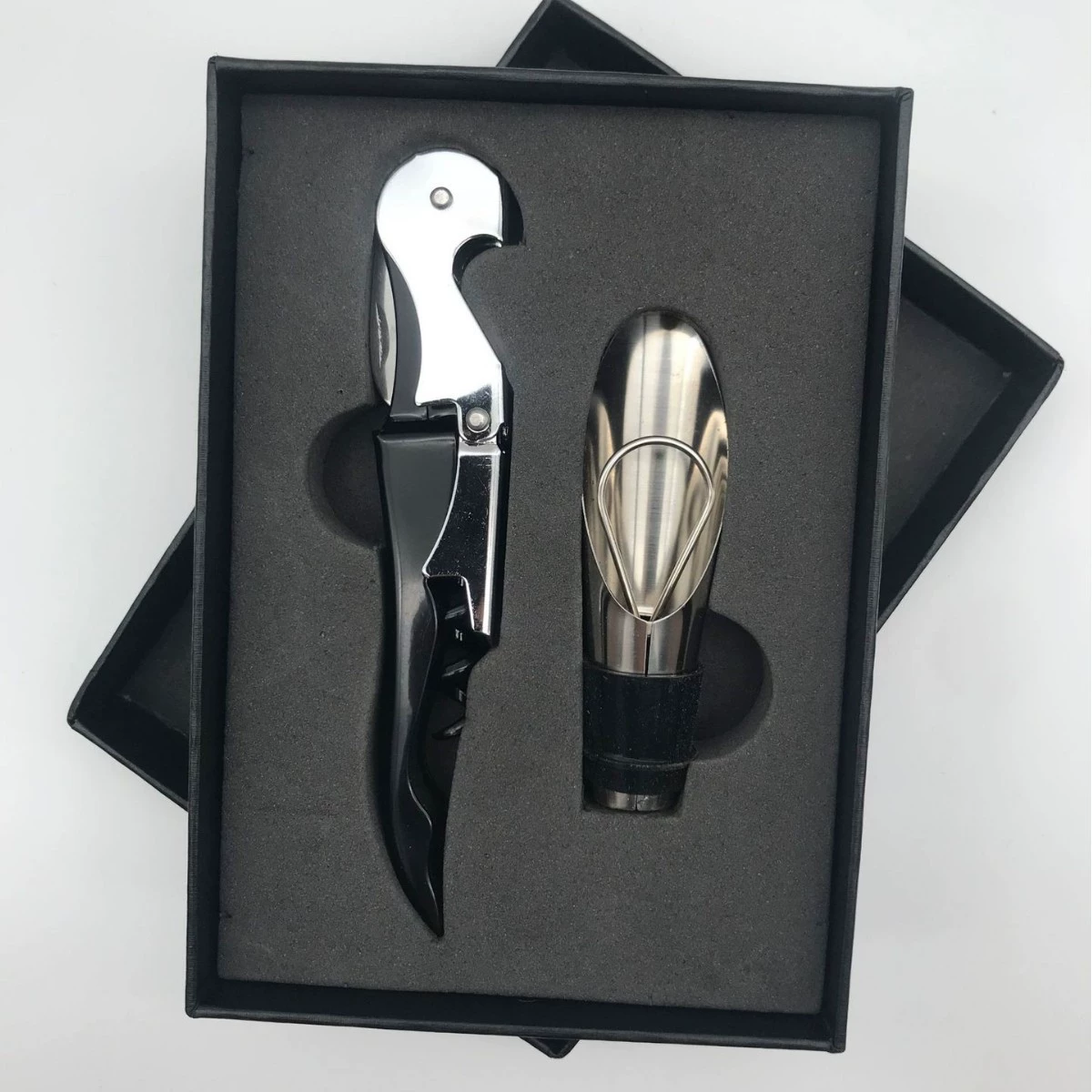 Bottle opener, set stainless steel, vacuum wine dispenser, gift box, Birthday gift, 4 piece set